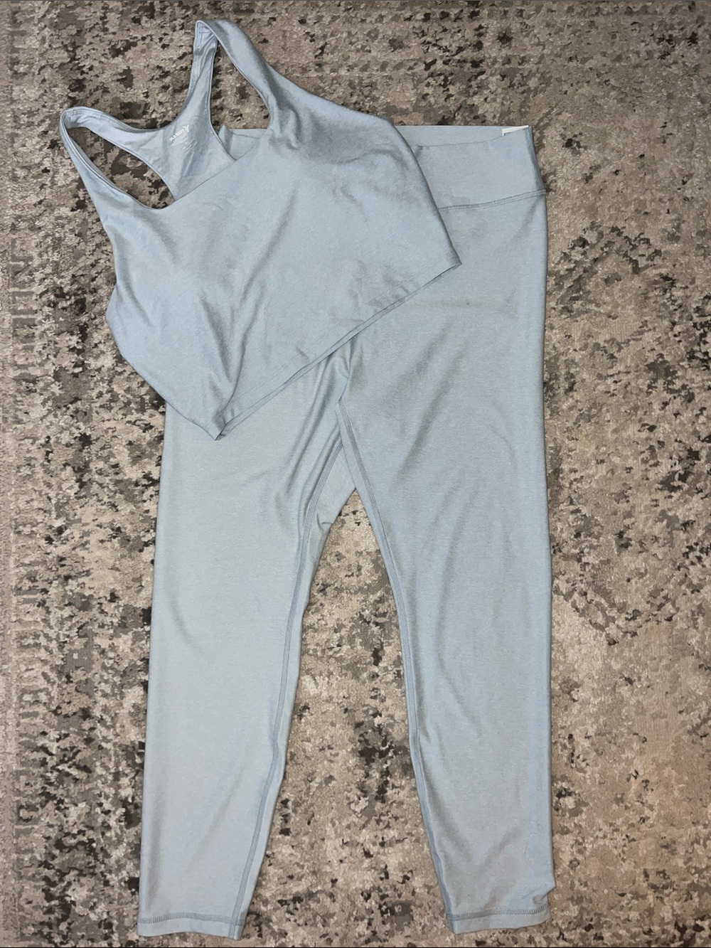 Old Navy Cloud Light Blue Leggings & Racerback Crop Top Set Sz L